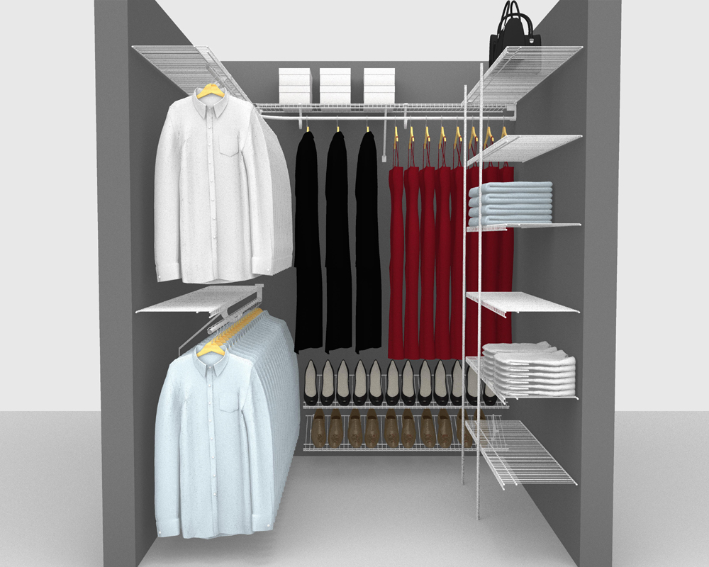 m’s closet Fixed Mount Package 3 - All Purpose Shelving with SuperSlide up to